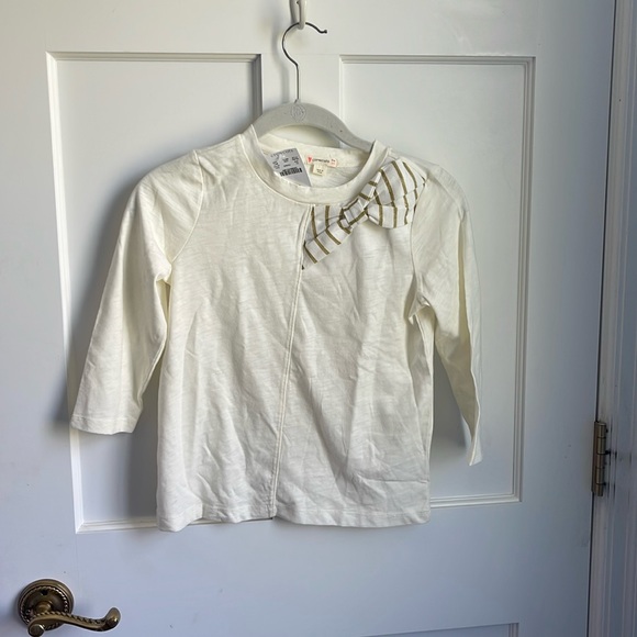 Crewcuts girls long sleeve shirt with bow - color: off white, gold bow- size :10 - Picture 1 of 5